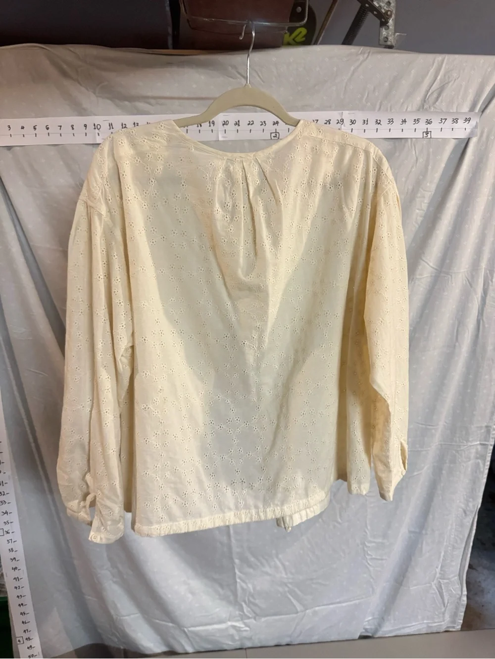 Free People Eyelet Button-Up Blouse in Cream